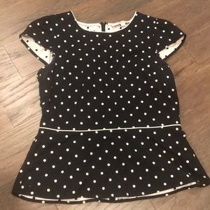 Loft | Polka Dot Peplum Shirt